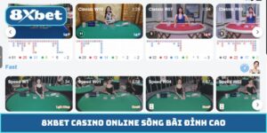 Bố cục bàn roulette 8xbet với vùng cửa trong và vùng cửa ngoài được đánh dấu rõ